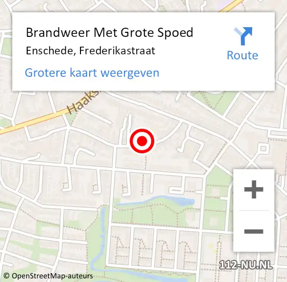 Locatie op kaart van de 112 melding: Brandweer Met Grote Spoed Naar Enschede, Frederikastraat op 25 november 2013 22:21