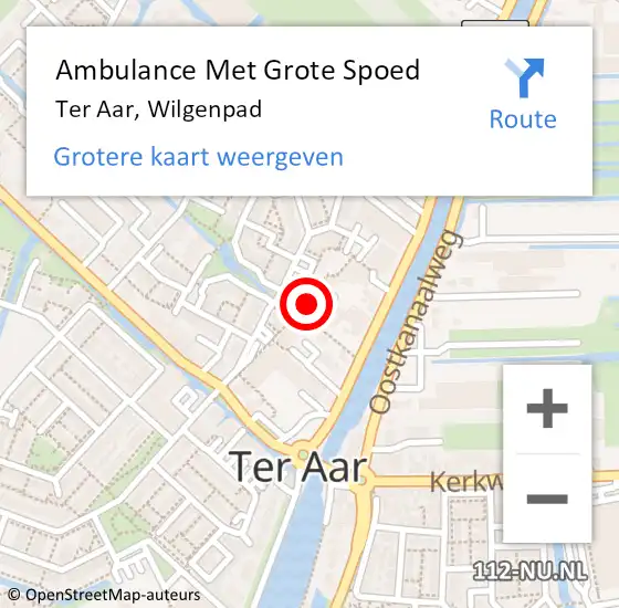 Locatie op kaart van de 112 melding: Ambulance Met Grote Spoed Naar Ter Aar, Wilgenpad op 4 november 2015 22:22