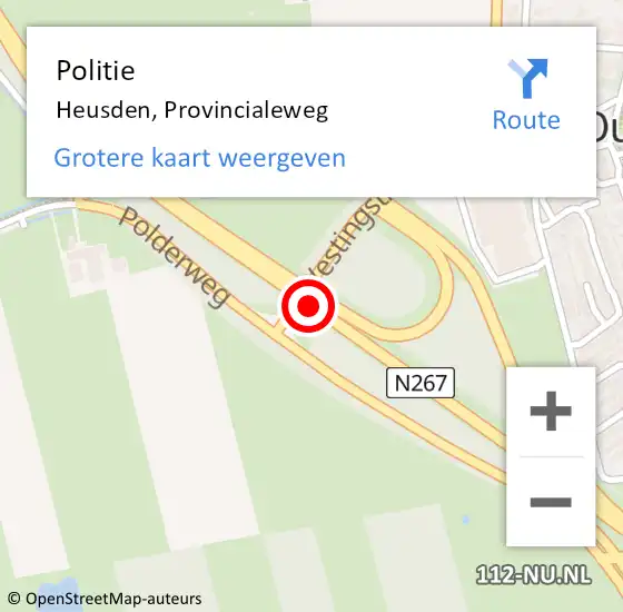 Locatie op kaart van de 112 melding: Politie Heusden, Provincialeweg op 4 november 2015 22:33