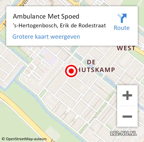 Locatie op kaart van de 112 melding: Ambulance Met Spoed Naar 's-Hertogenbosch, Erik de Rodestraat op 5 november 2015 01:02