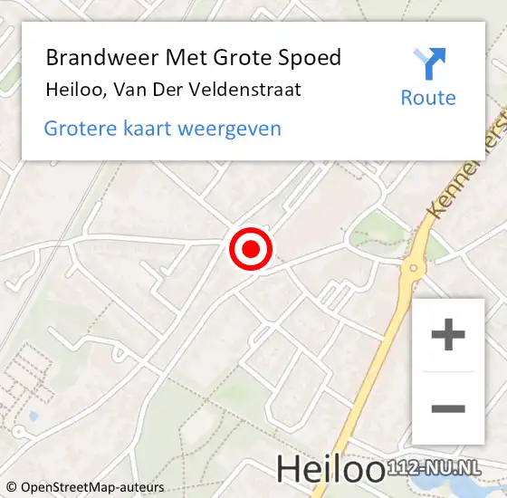 Locatie op kaart van de 112 melding: Brandweer Met Grote Spoed Naar Heiloo, Van Der Veldenstraat op 5 november 2015 01:38