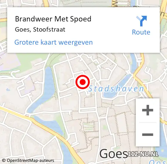 Locatie op kaart van de 112 melding: Brandweer Met Spoed Naar Goes, Stoofstraat op 5 november 2015 01:56