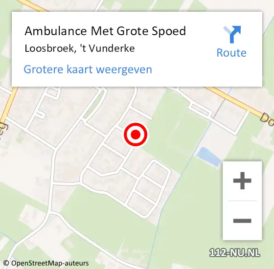 Locatie op kaart van de 112 melding: Ambulance Met Grote Spoed Naar Loosbroek, 't Vunderke op 5 november 2015 02:03