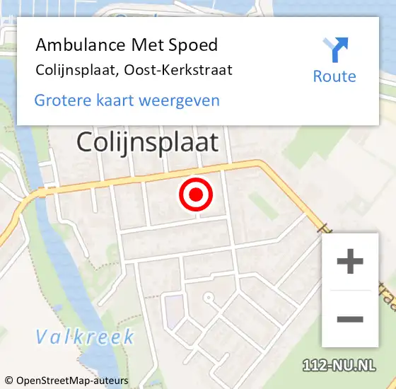 Locatie op kaart van de 112 melding: Ambulance Met Spoed Naar Colijnsplaat, Oost-Kerkstraat op 5 november 2015 02:57