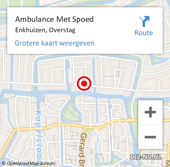 Locatie op kaart van de 112 melding: Ambulance Met Spoed Naar Enkhuizen, Overstag op 5 november 2015 05:15