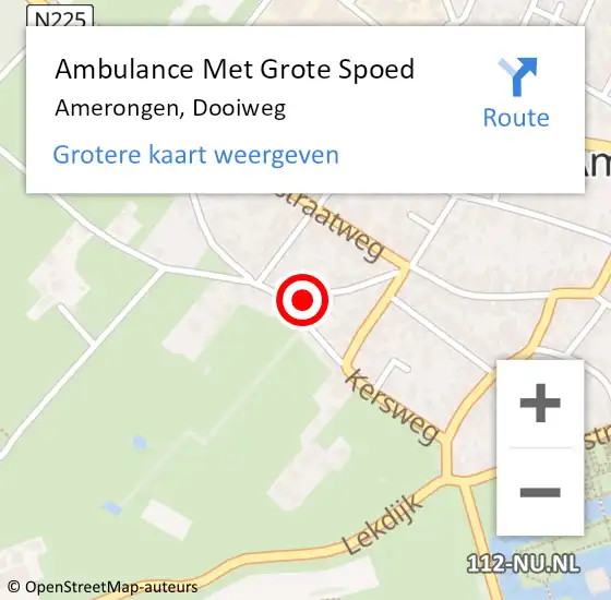 Locatie op kaart van de 112 melding: Ambulance Met Grote Spoed Naar Amerongen, Dooiweg op 5 november 2015 06:21