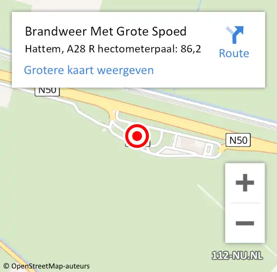 Locatie op kaart van de 112 melding: Brandweer Met Grote Spoed Naar Oldebroek, A28 L hectometerpaal: 74,2 op 5 november 2015 07:06