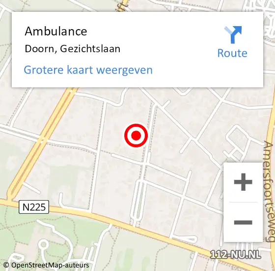 Locatie op kaart van de 112 melding: Ambulance Doorn, Gezichtslaan op 5 november 2015 07:13