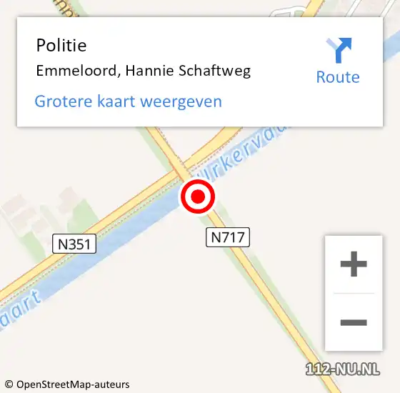 Locatie op kaart van de 112 melding: Politie Emmeloord, Hannie Schaftweg op 5 november 2015 07:18