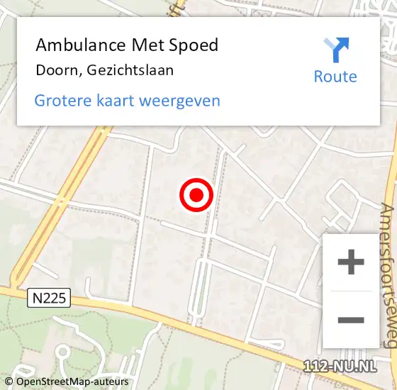 Locatie op kaart van de 112 melding: Ambulance Met Spoed Naar Doorn, Gezichtslaan op 5 november 2015 07:19