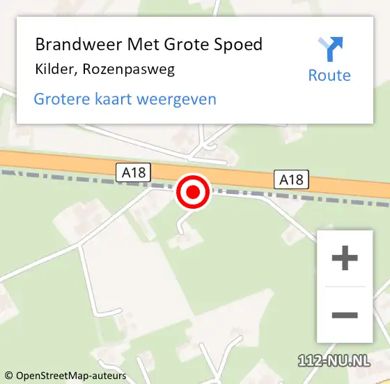 Locatie op kaart van de 112 melding: Brandweer Met Grote Spoed Naar Kilder, Rozenpasweg op 5 november 2015 07:55