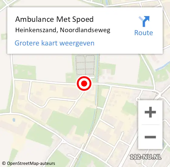 Locatie op kaart van de 112 melding: Ambulance Met Spoed Naar Heinkenszand, Noordlandseweg op 5 november 2015 09:27