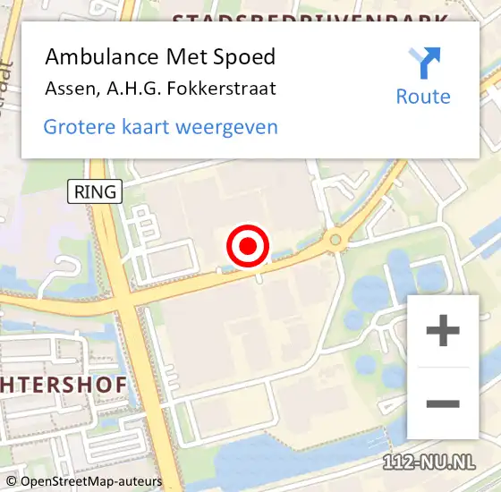 Locatie op kaart van de 112 melding: Ambulance Met Spoed Naar Assen, A.H.G. Fokkerstraat op 5 november 2015 09:30