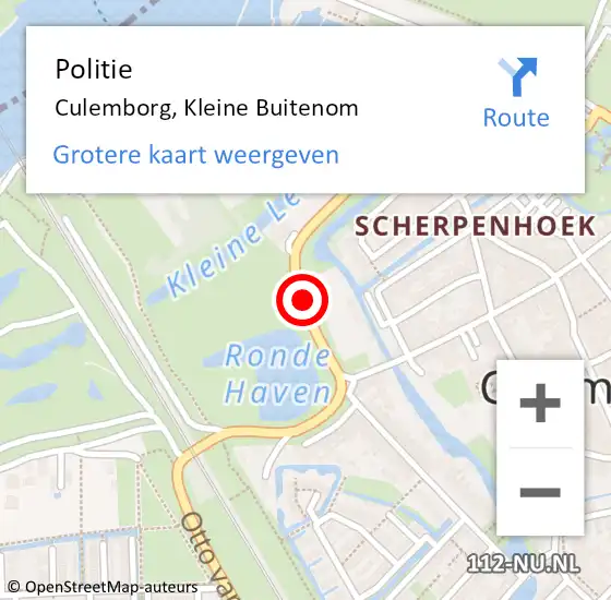 Locatie op kaart van de 112 melding: Politie Culemborg, Kleine Buitenom op 5 november 2015 12:17