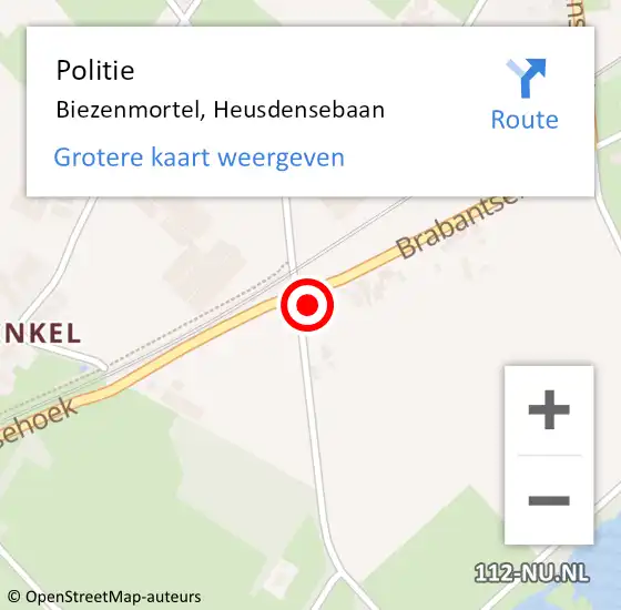 Locatie op kaart van de 112 melding: Politie Biezenmortel, Heusdensebaan op 5 november 2015 13:42