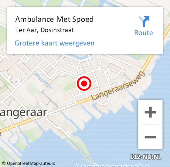 Locatie op kaart van de 112 melding: Ambulance Met Spoed Naar Ter Aar, Dosinstraat op 5 november 2015 14:01