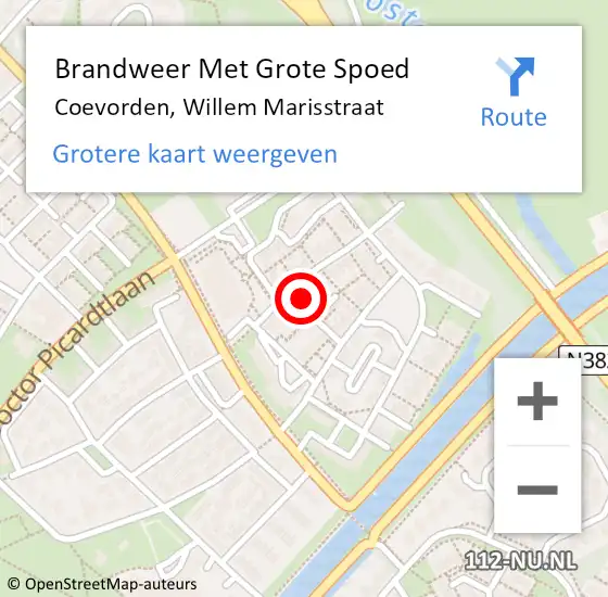 Locatie op kaart van de 112 melding: Brandweer Met Grote Spoed Naar Coevorden, Willem Marisstraat op 26 november 2013 00:55