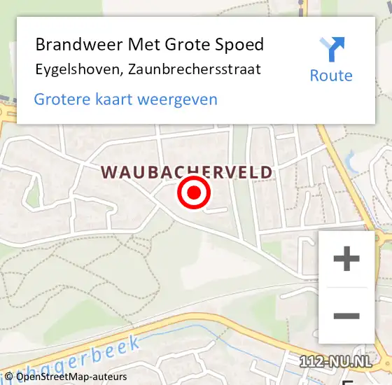 Locatie op kaart van de 112 melding: Brandweer Met Grote Spoed Naar Eygelshoven, Zaunbrechersstraat op 5 november 2015 15:08