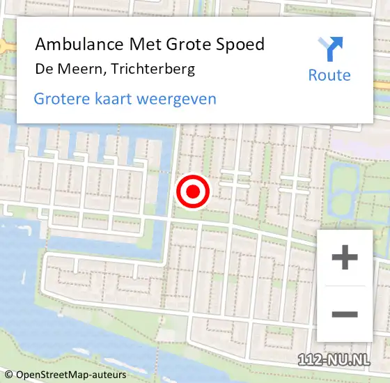 Locatie op kaart van de 112 melding: Ambulance Met Grote Spoed Naar De Meern, Trichterberg op 5 november 2015 15:48