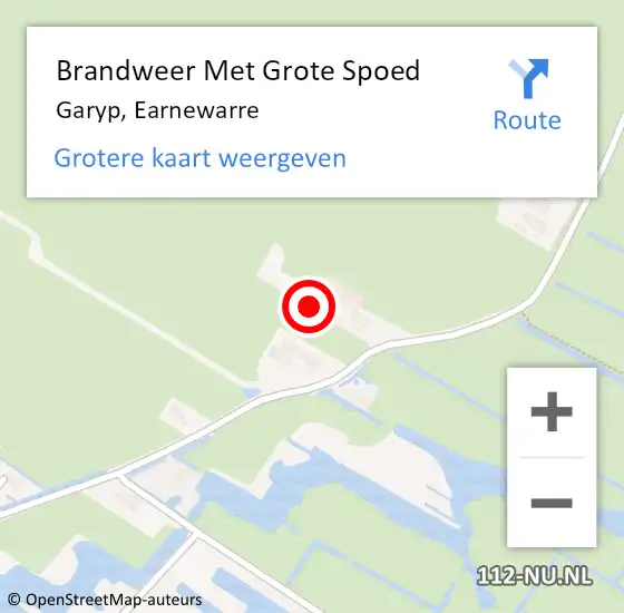 Locatie op kaart van de 112 melding: Brandweer Met Grote Spoed Naar Garyp, Earnewarre op 5 november 2015 16:02