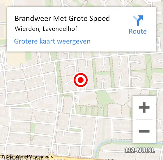 Locatie op kaart van de 112 melding: Brandweer Met Grote Spoed Naar Wierden, Lavendelhof op 26 november 2013 02:14