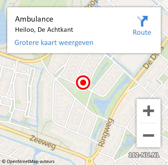 Locatie op kaart van de 112 melding: Ambulance Heiloo, De Achtkant op 5 november 2015 16:37