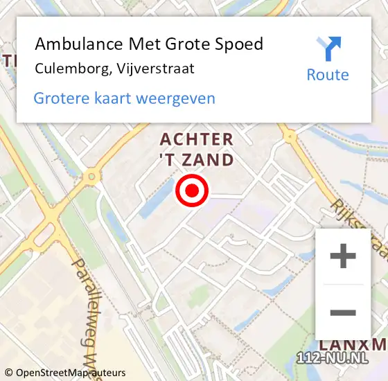 Locatie op kaart van de 112 melding: Ambulance Met Grote Spoed Naar Culemborg, Vijverstraat op 5 november 2015 17:34