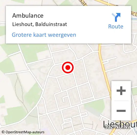 Locatie op kaart van de 112 melding: Ambulance Lieshout, Balduinstraat op 5 november 2015 18:13