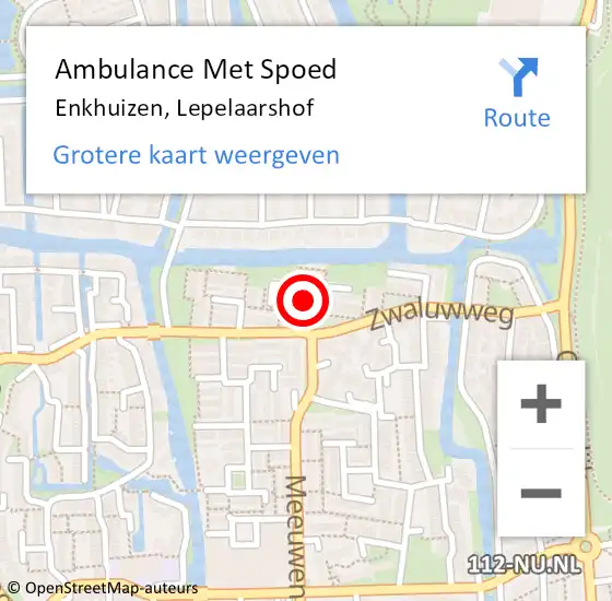 Locatie op kaart van de 112 melding: Ambulance Met Spoed Naar Enkhuizen, Lepelaarshof op 5 november 2015 18:45