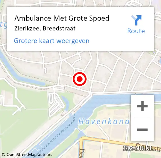 Locatie op kaart van de 112 melding: Ambulance Met Grote Spoed Naar Zierikzee, Breedstraat op 5 november 2015 19:29