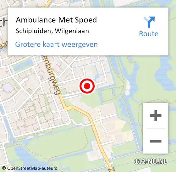 Locatie op kaart van de 112 melding: Ambulance Met Spoed Naar Schipluiden, Wilgenlaan op 5 november 2015 19:38