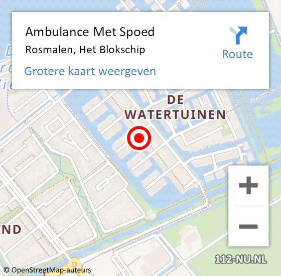 Locatie op kaart van de 112 melding: Ambulance Met Spoed Naar Rosmalen, Het Blokschip op 5 november 2015 22:26