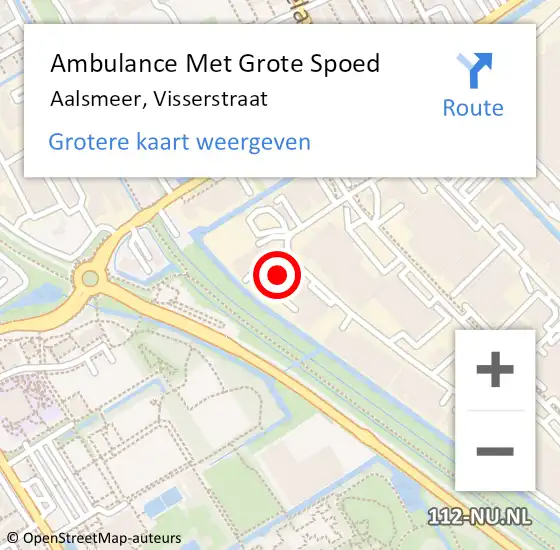 Locatie op kaart van de 112 melding: Ambulance Met Grote Spoed Naar Aalsmeer, Visserstraat op 5 november 2015 23:32