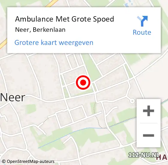 Locatie op kaart van de 112 melding: Ambulance Met Grote Spoed Naar Neer, Berkenlaan op 5 november 2015 23:47