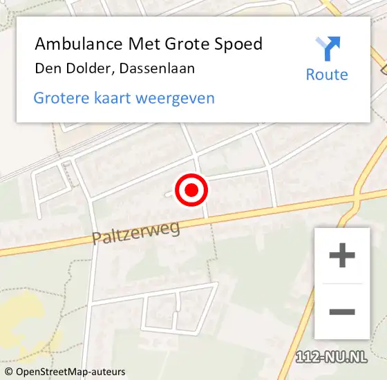 Locatie op kaart van de 112 melding: Ambulance Met Grote Spoed Naar Den Dolder, Dassenlaan op 6 november 2015 00:35