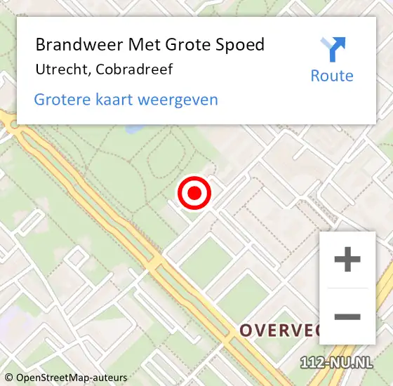 Locatie op kaart van de 112 melding: Brandweer Met Grote Spoed Naar Utrecht, Cobradreef op 6 november 2015 00:52