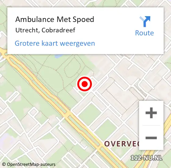 Locatie op kaart van de 112 melding: Ambulance Met Spoed Naar Utrecht, Cobradreef op 6 november 2015 00:53