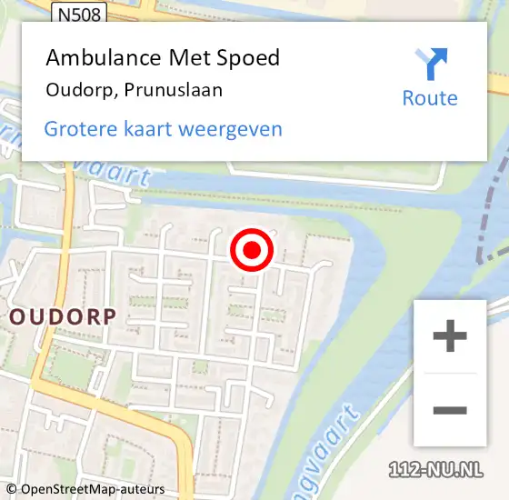 Locatie op kaart van de 112 melding: Ambulance Met Spoed Naar Oudorp, Prunuslaan op 6 november 2015 02:43