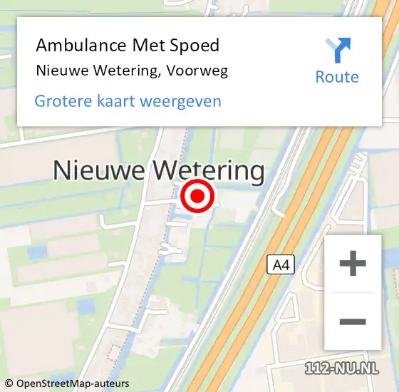 Locatie op kaart van de 112 melding: Ambulance Met Spoed Naar Nieuwe Wetering, Voorweg op 6 november 2015 03:38