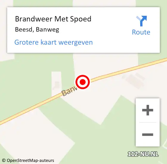 Locatie op kaart van de 112 melding: Brandweer Met Spoed Naar Beesd, Banweg op 6 november 2015 04:40