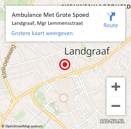 Locatie op kaart van de 112 melding: Ambulance Met Grote Spoed Naar Landgraaf, Mgr Lemmensstraat op 6 november 2015 05:07