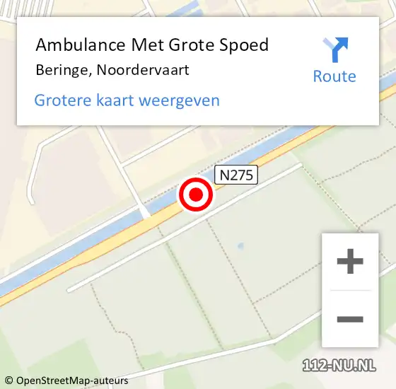 Locatie op kaart van de 112 melding: Ambulance Met Grote Spoed Naar Beringe, Noordervaart op 6 november 2015 06:38