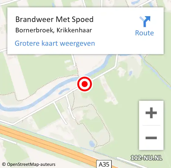 Locatie op kaart van de 112 melding: Brandweer Met Spoed Naar Bornerbroek, Krikkenhaar op 26 november 2013 05:54