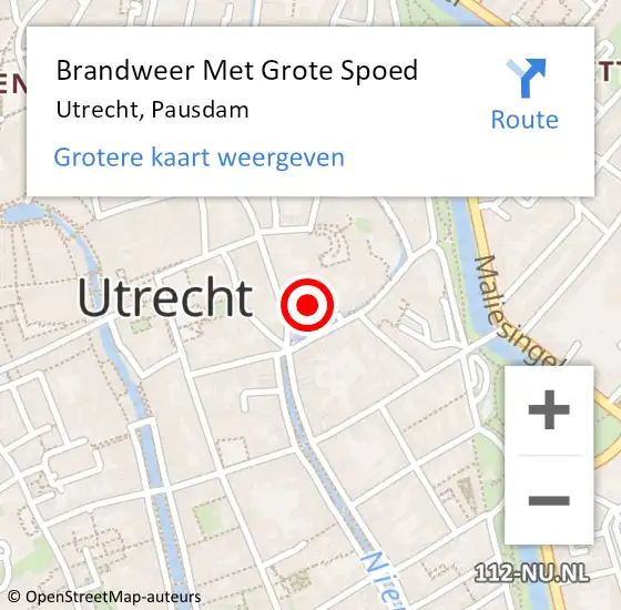 Locatie op kaart van de 112 melding: Brandweer Met Grote Spoed Naar Utrecht, Pausdam op 6 november 2015 07:58