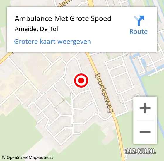 Locatie op kaart van de 112 melding: Ambulance Met Grote Spoed Naar Ameide, De Tol op 26 november 2013 06:19