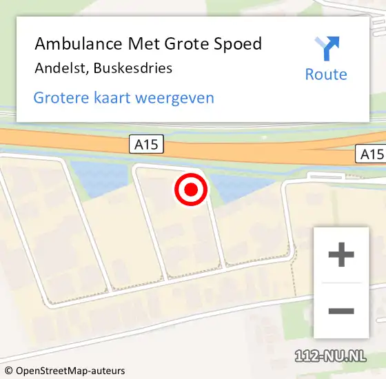 Locatie op kaart van de 112 melding: Ambulance Met Grote Spoed Naar Andelst, Buskesdries op 6 november 2015 09:02