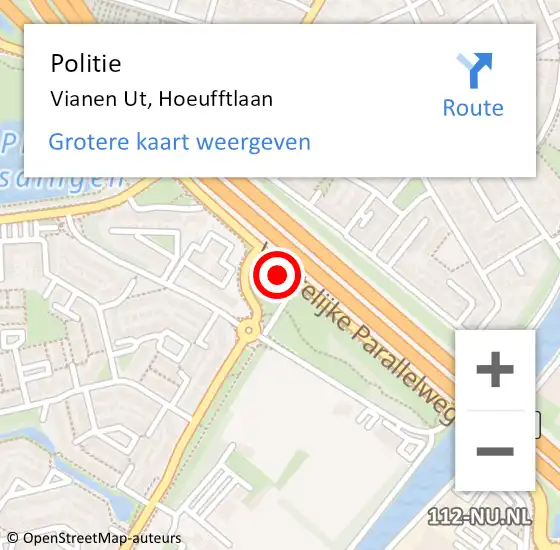 Locatie op kaart van de 112 melding: Politie Vianen Ut, Hof Van Batenstein op 6 november 2015 09:23