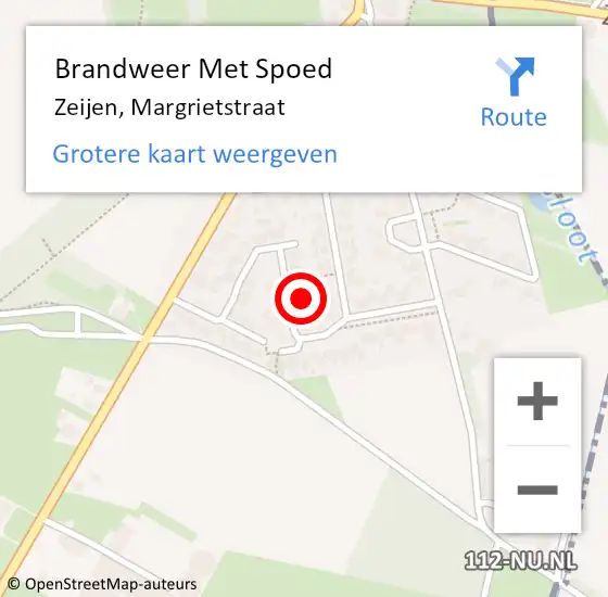 Locatie op kaart van de 112 melding: Brandweer Met Spoed Naar Zeijen, Margrietstraat op 26 november 2013 06:48