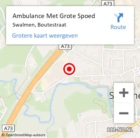 Locatie op kaart van de 112 melding: Ambulance Met Grote Spoed Naar Swalmen, Boutestraat op 6 november 2015 10:52
