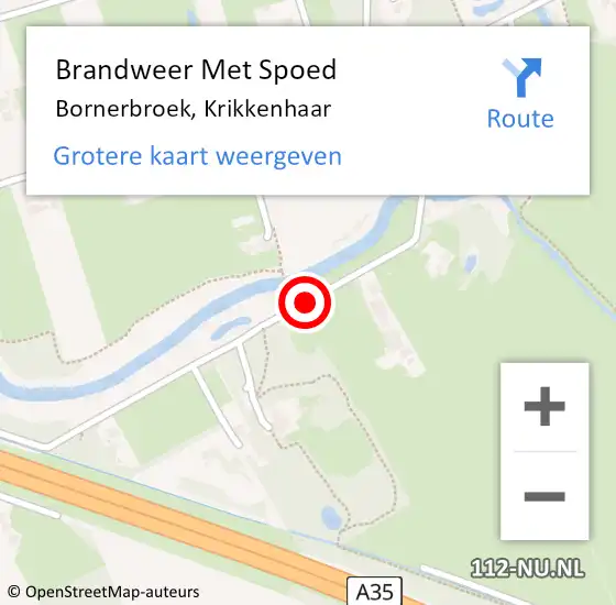 Locatie op kaart van de 112 melding: Brandweer Met Spoed Naar Bornerbroek, Krikkenhaar op 26 november 2013 07:20